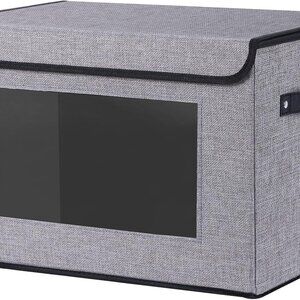 Fabric Basket with Lid Decorative Linen Closet Organizer Bin Storage Container